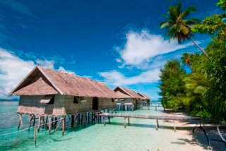 The water cottages at Kri Eco Resort, Raja Ampat, West Papua, Indonesia The water cottages at Kri Eco Resort, Raja Ampat, West Papua, Indonesia