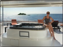 MV Carpe Vita Explorer's sun deck hot tub; relax and enjoy the scenery of the Maldives MV Carpe Vita Explorer's sun deck hot tub; relax and enjoy the scenery of the Maldives
