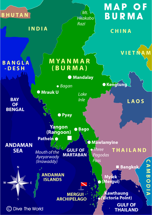 myanmar map. Map of Burma.