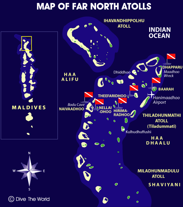 Map of the Far North Atolls - Haa Alifu and Haa Dhaalu Atoll, Maldives