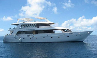 MV Amba liveaboard with here dive tender in the Maldives