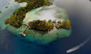 Aerial view of Misool dive resort, image courtesy of Kevin Korpics