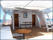 Upper deck shaded area onboard the MY Blue Planet 1 liveaboard in the Red Sea