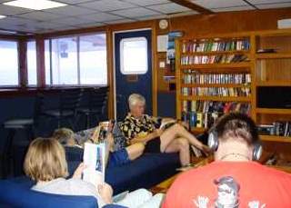 The indoor saloon area on the Fiji Aggressor II - photo courtesy of Gavin Macaulay