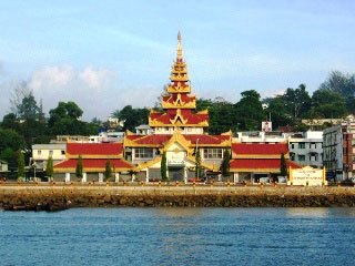 A Buddhist temple in the immigration town of Kawthaung, 'Welcome to the Union of Myanmar' - photo courtesy of Sheldon Hey