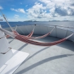 Hammocks on the sunny bow