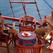 Rehydrating between dives on the main deck