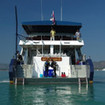 Stern view of guests on the dive platform