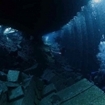 Divers inside the shipwreck of the Chrisoula K