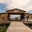 The dive shop dock for Ambergris dive day trips