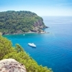 A dive boat moored at Koh Rok, Thailand